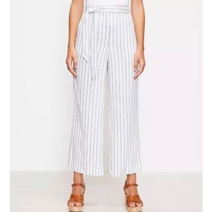 Loft Tie Waist Pull On Wide Leg Pants in Stripe - S